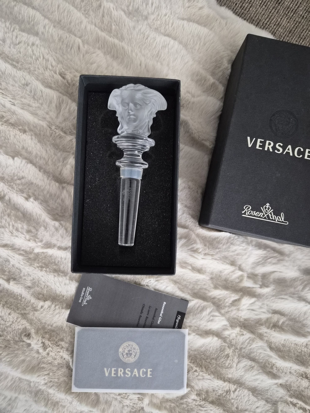100% Authentic Versace Medusa Crystal Bottle Stopper - Clear